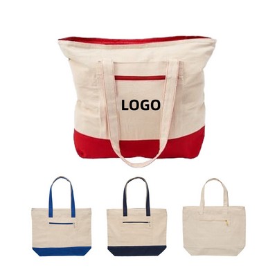 12 Oz. Zippered Tote in Cotton Canvas